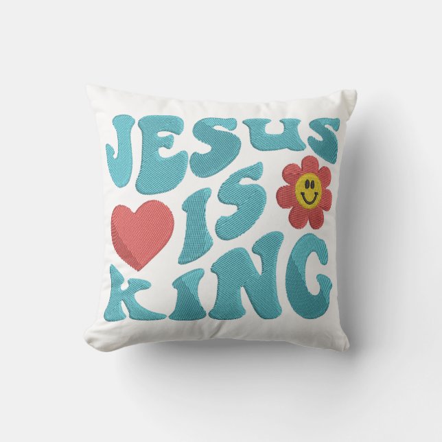 Jesus Is King Throw Pillow (Front)