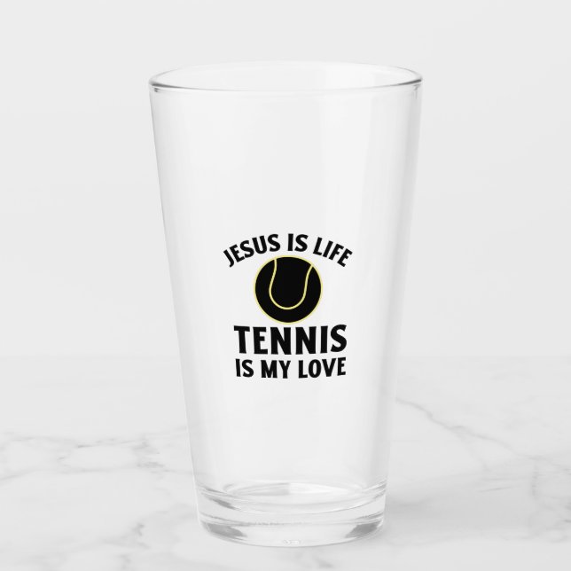 Jesus is life tennis is my love glass (Front)