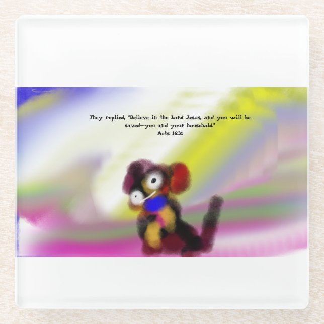 jesus is light glass coaster (Front)