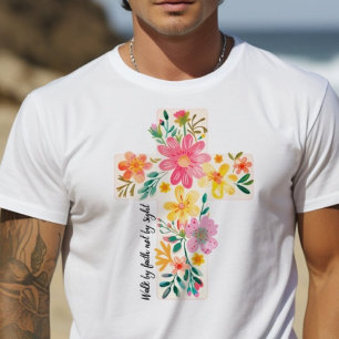 Jesus is Light Walk By Faith Christian Cross T-Shirt