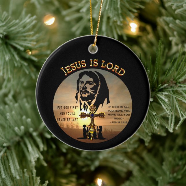 Jesus Is Lord Ceramic Tree Decoration (Tree)