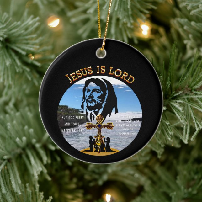 Jesus Is Lord Ceramic Tree Decoration (Tree)