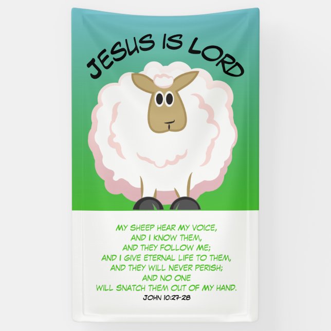 Jesus is Lord - Fluffy Sheep Banner (Vertical)