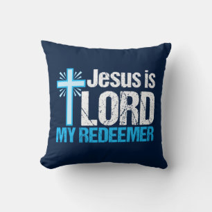 Jesus is Lord My Redeemer Christian Cross Church Cushion
