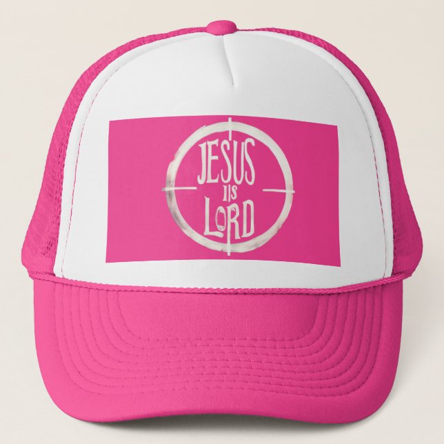 Jesus is Lord Pink Logo  Trucker Hat (Front)