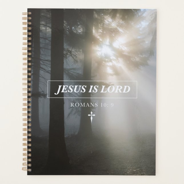 Jesus Is LORD Romans 10: 9 Christian Bible Verse Planner (Front)