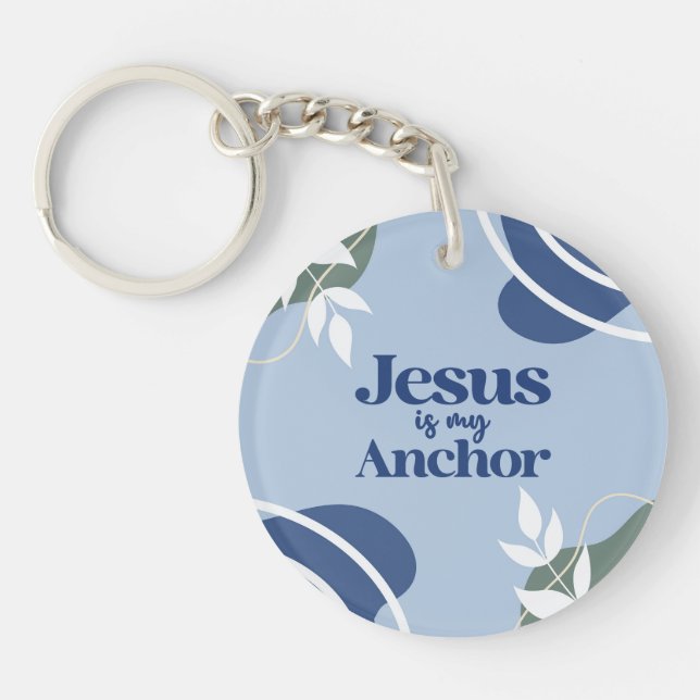 Jesus is My Anchor Floral Christian Gift  Key Ring (Front)