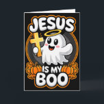 Jesus Is My Boo Christian Faith Fall-o-ween Cute G Card<br><div class="desc">Jesus Is My Boo Christian Faith Fall-o-ween Cute Ghost Cross</div>