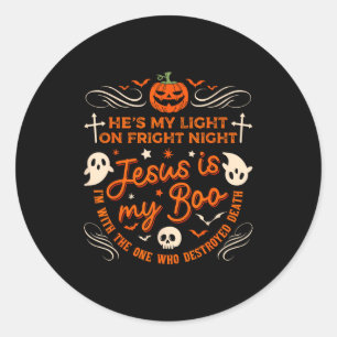 Jesus Is My Boo Christian Halloween Ghost Pumpkin  Classic Round Sticker