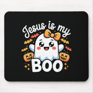 Jesus is My Boo Cute Ghost Halloween Design Mouse Pad