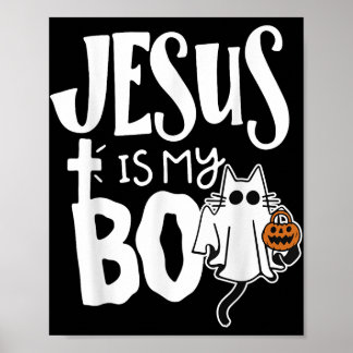Jesus Is My Boo - Funny Spooky Cat Christian Hallo Poster