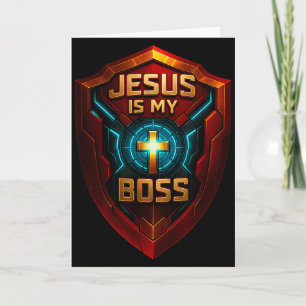 Jesus Is My Boss Christian Shield Superhero _2  Card