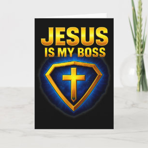 Jesus Is My Boss Christian Shield Superhero _5 Card