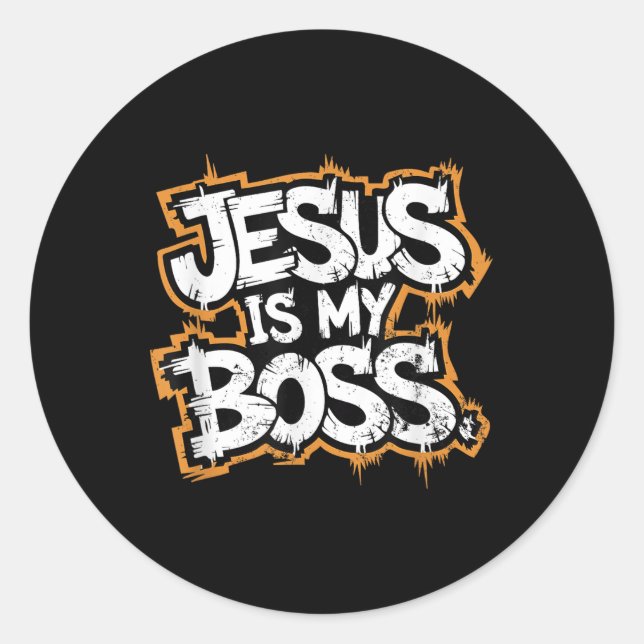 Jesus Is My Boss  Classic Round Sticker (Front)