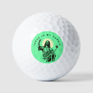 Jesus Is My Caddie Christian Humour Funny Green Golf Balls