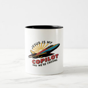 Jesus Is My Copilot And We're Cruising Funny Two-Tone Coffee Mug