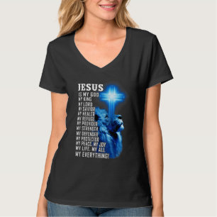 Jesus Is My God King My Lord My Savior Blue Lion C T-Shirt