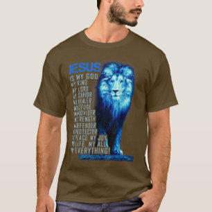 Jesus Is My God King My Lord My Saviour Blue Lion T-Shirt