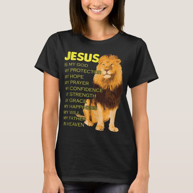 Jesus is my God Yellow Lion Christian of Judah T-Shirt (Front)