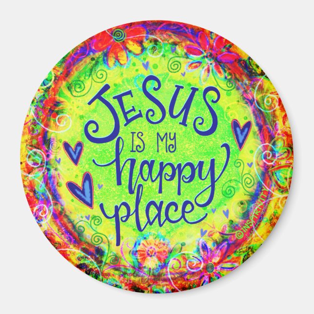 Jesus is my Happy Place Inspirivity Religious Magnet (Front)