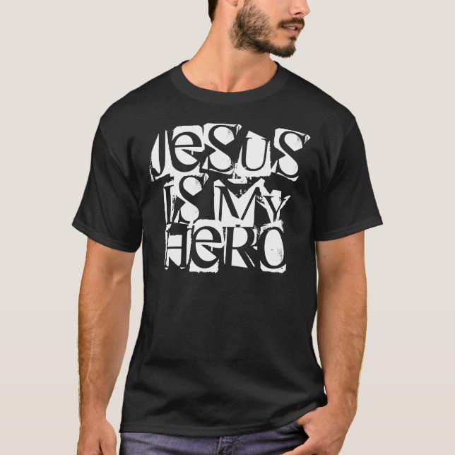 Jesus is my Hero black T-shirt (Front)