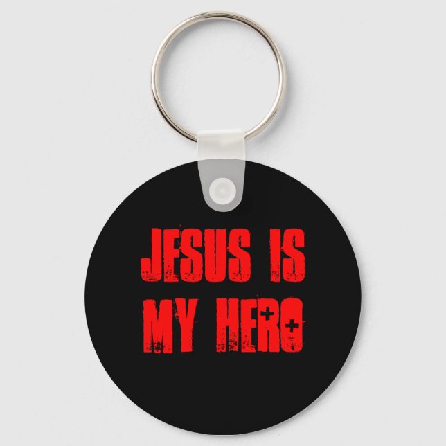 "Jesus Is My Hero" keychain (Front)