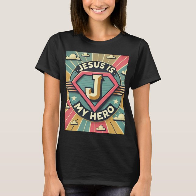 Jesus is my Hero women's superhero comic design T-Shirt (Front)