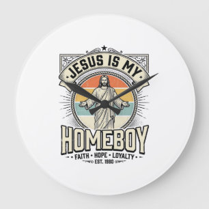 Jesus Is My Homeboy Vintage Religious Shirt Large Clock