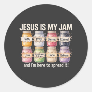 Jesus Is My Jam – Faith & Fruit Spread Tee Classic Round Sticker