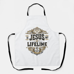 Jesus Is My Lifeline Vintage Christian Shirt Desig Apron