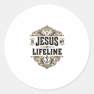 Jesus Is My Lifeline Vintage Christian Shirt Desig Classic Round Sticker