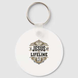 Jesus Is My Lifeline Vintage Christian Shirt Desig Key Ring