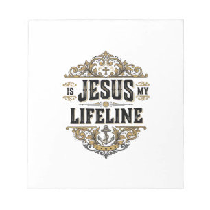 Jesus Is My Lifeline Vintage Christian Shirt Desig Notepad
