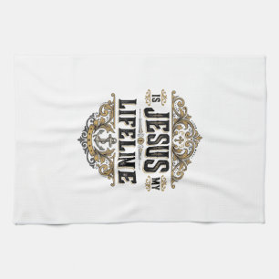 Jesus Is My Lifeline Vintage Christian Shirt Desig Tea Towel