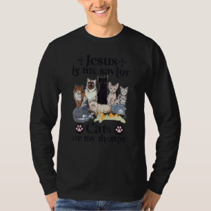 Jesus Is My Savior Cats Are My Therapy T-Shirt