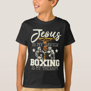 Jesus Is My Saviour Boxing Is My Therapy - Gym Box T-Shirt