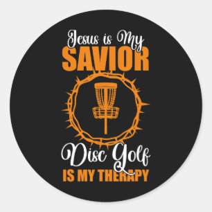 Jesus Is My Saviour Disc Golf Therapy Disc Golf De Classic Round Sticker