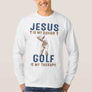 Jesus is My Saviour Golf is My Therapy Funny Golf T-Shirt