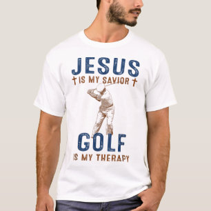 Jesus is My Saviour Golf is My Therapy Funny Golf T-Shirt