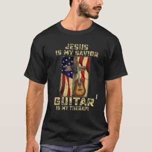 Jesus Is My Saviour Guitar Is My Therapy Christia T-Shirt