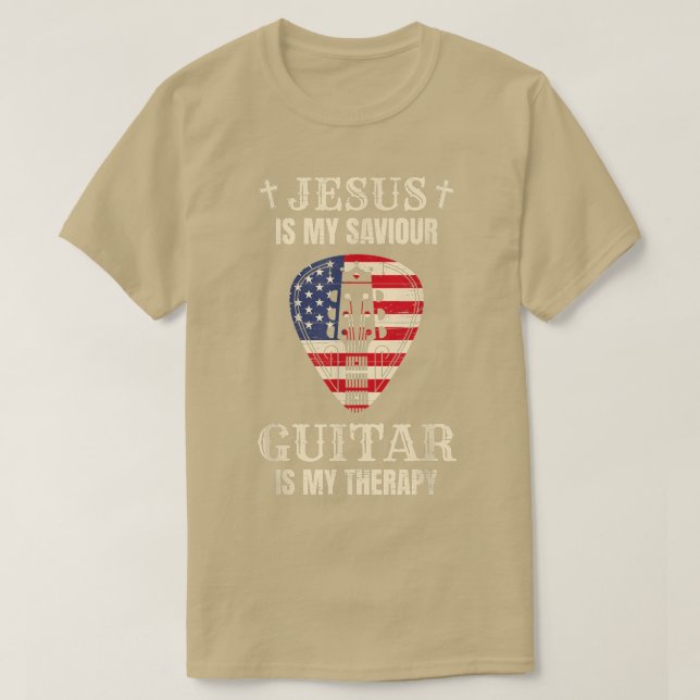 Jesus Is My Saviour Guitar Is My Therapy for a Gui T-Shirt (Design Front)