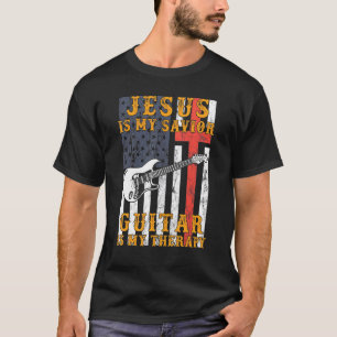 Jesus Is My Saviour Guitar Is My Therapy Hoodie Lo T-Shirt