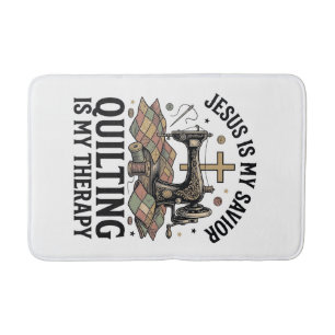 Jesus Is My Saviour Quilting Is My Therapy Bath Mat