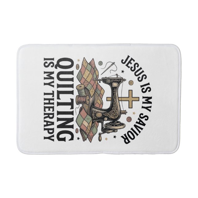 Jesus Is My Saviour Quilting Is My Therapy Bath Mat (Front)