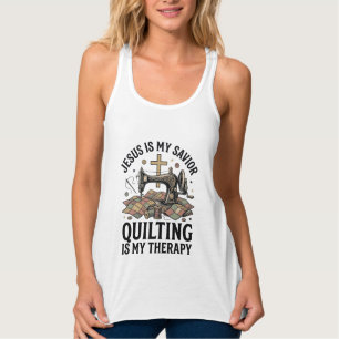 Jesus Is My Saviour Quilting Is My Therapy Singlet