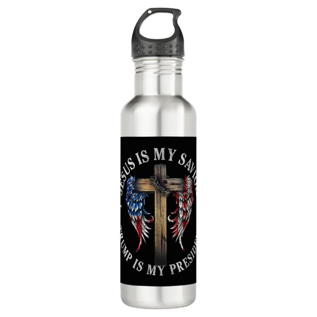 Jesus Is My Saviour Trump Is My President 2024 USA 710 Ml Water Bottle (Front)