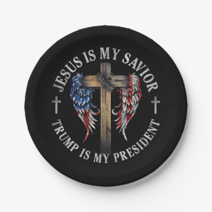 Jesus Is My Saviour Trump Is My President 2024 USA Paper Plate