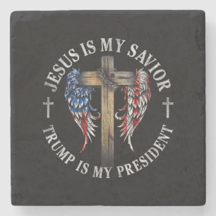 Jesus Is My Saviour Trump Is My President 2024 USA Stone Coaster