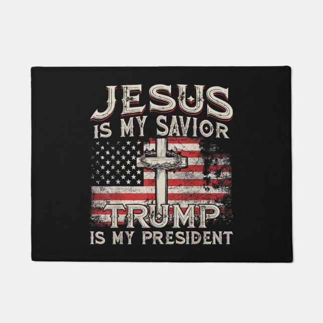 Jesus Is My Saviour Trump Is My President American Doormat (Front)