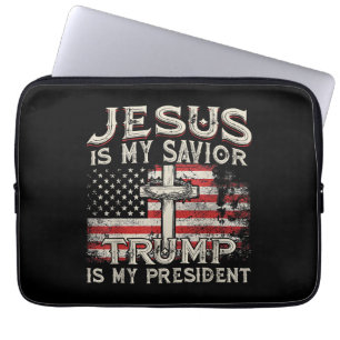 Jesus Is My Saviour Trump Is My President American Laptop Sleeve